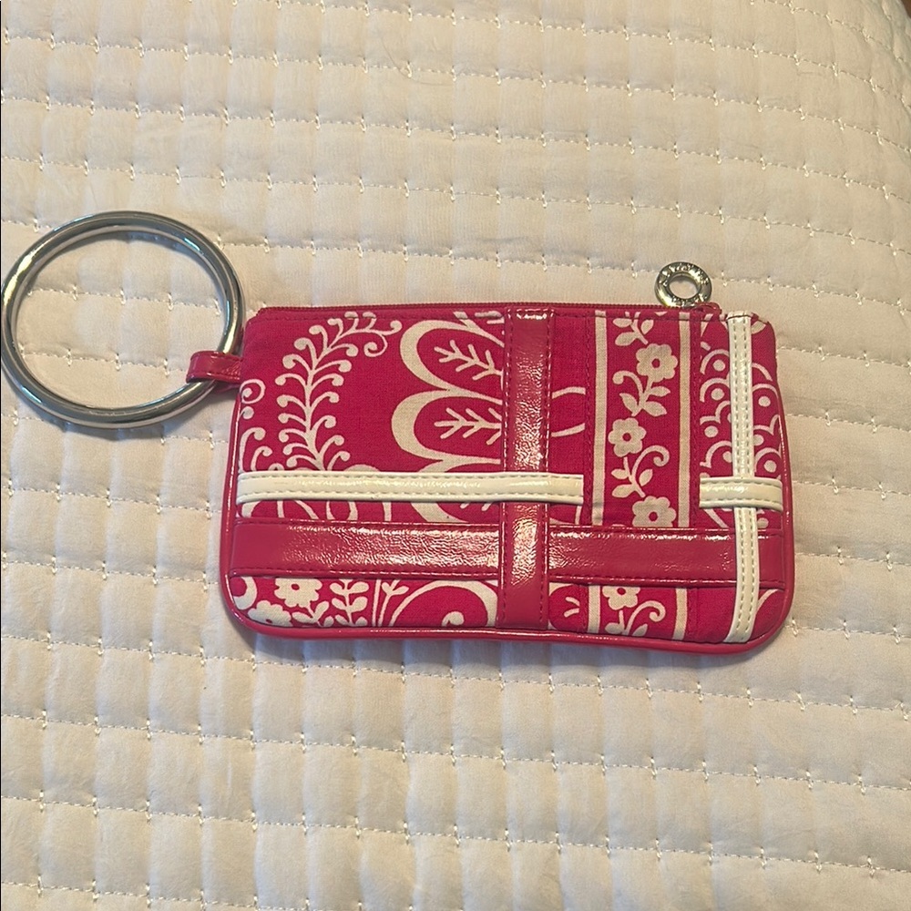 New without tags, Vera Bradley bangle style wristlet.  Fuschia and white